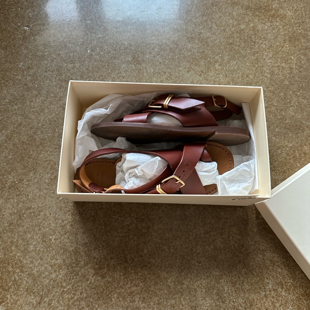 Sezane Judith Brown Leather Sandals - Picture 3 of 4